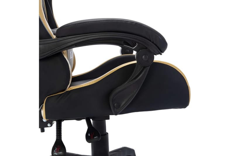 Gamingstol med RGB LED-lampor guld och svart konstläder - Flerfärgad - Möbler - Stolar & fåtöljer - Kontorsstol & skrivbordsstol