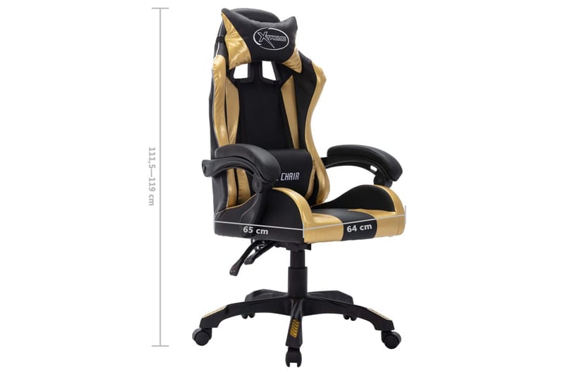 Gamingstol med RGB LED-lampor guld och svart konstläder - Flerfärgad - Möbler - Stolar & fåtöljer - Kontorsstol & skrivbordsstol