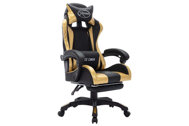 Gamingstol med RGB LED-lampor guld och svart konstläder - Flerfärgad - Möbler - Stolar & fåtöljer - Kontorsstol & skrivbordsstol