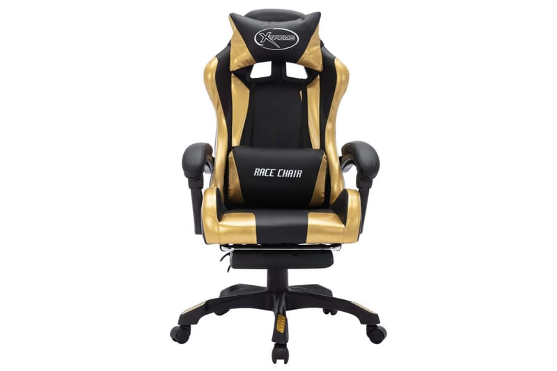 Gamingstol med RGB LED-lampor guld och svart konstläder - Flerfärgad - Möbler - Stolar & fåtöljer - Kontorsstol & skrivbordsstol