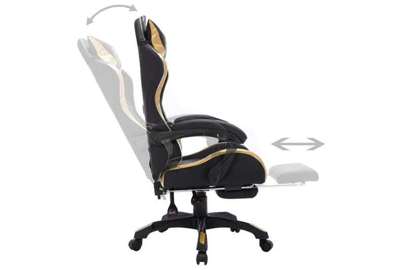 Gamingstol med RGB LED-lampor guld och svart konstläder - Flerfärgad - Möbler - Stolar & fåtöljer - Kontorsstol & skrivbordsstol