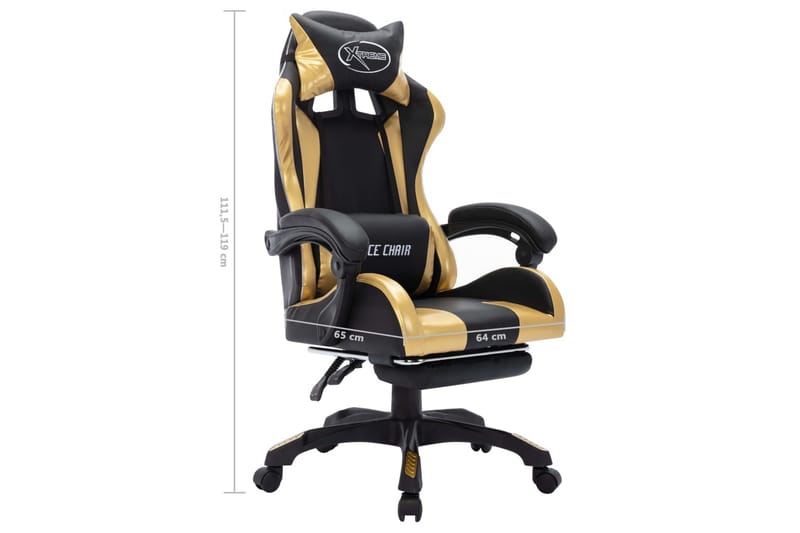 Gamingstol med RGB LED-lampor guld och svart konstläder - Flerfärgad - Möbler - Stolar & fåtöljer - Kontorsstol & skrivbordsstol