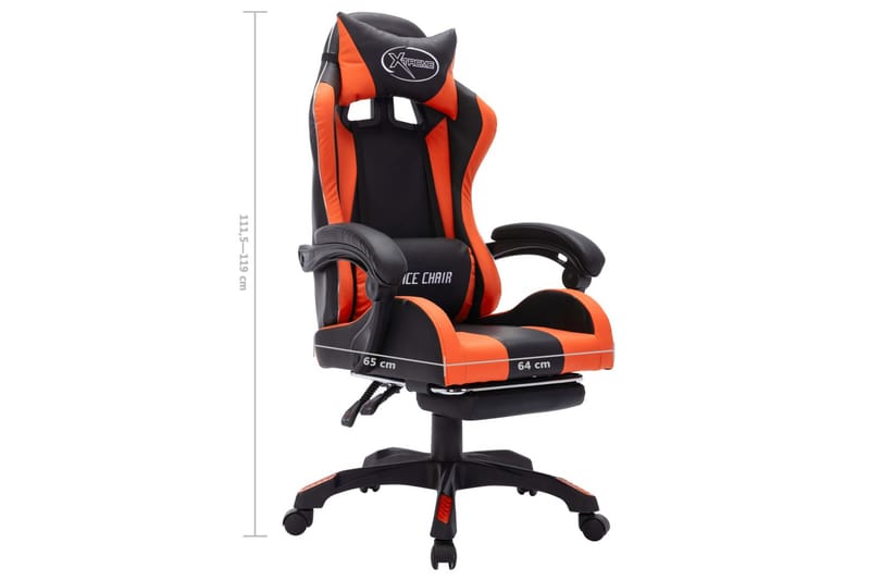 Gamingstol med RGB LED-lampor orange och svart konstläder - Flerfärgad - Möbler - Stolar & fåtöljer - Kontorsstol & skrivbordsstol