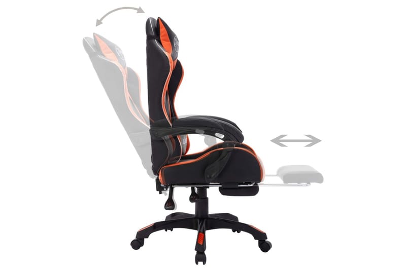 Gamingstol med RGB LED-lampor orange och svart konstläder - Flerfärgad - Möbler - Stolar & fåtöljer - Kontorsstol & skrivbordsstol