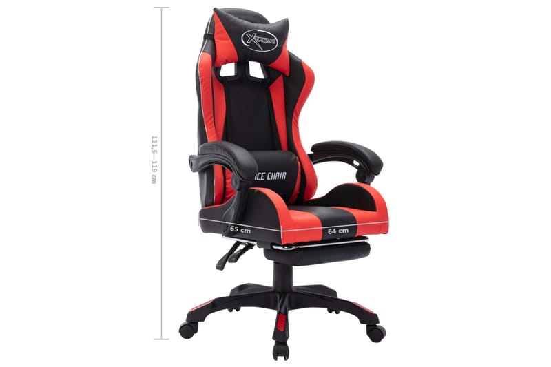 Gamingstol med RGB LED-lampor röd och svart konstläder - Flerfärgad - Möbler - Stolar & fåtöljer - Kontorsstol & skrivbordsstol