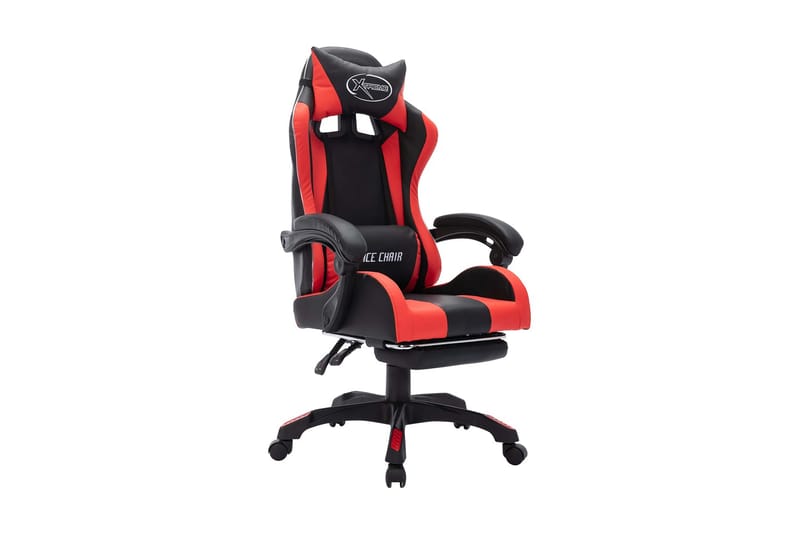 Gamingstol med RGB LED-lampor röd och svart konstläder - Flerfärgad - Möbler - Stolar & fåtöljer - Kontorsstol & skrivbordsstol