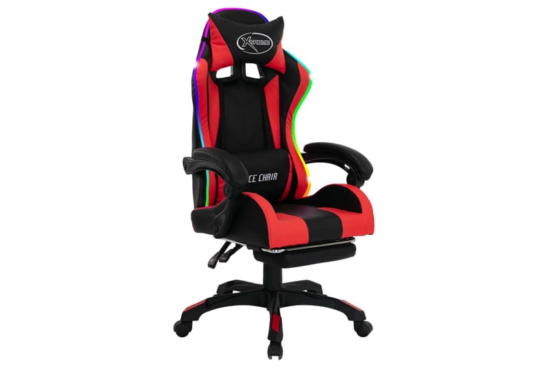 Gamingstol med RGB LED-lampor röd och svart konstläder - Flerfärgad - Möbler - Stolar & fåtöljer - Kontorsstol & skrivbordsstol