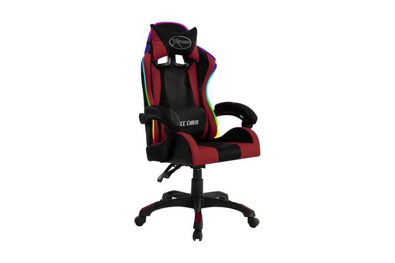 Gamingstol med RGB LED-lampor vinröd och svart konstläder - Flerfärgad - Möbler - Stolar & fåtöljer - Kontorsstol & skrivbordsstol