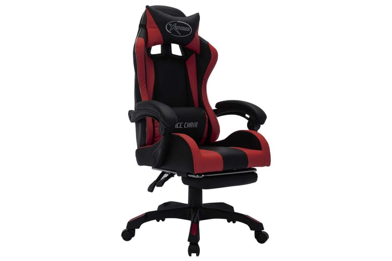 Gamingstol med RGB LED-lampor vinröd och svart konstläder - Flerfärgad - Möbler - Stolar & fåtöljer - Kontorsstol & skrivbordsstol
