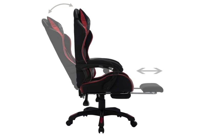 Gamingstol med RGB LED-lampor vinröd och svart konstläder - Flerfärgad - Möbler - Stolar & fåtöljer - Kontorsstol & skrivbordsstol