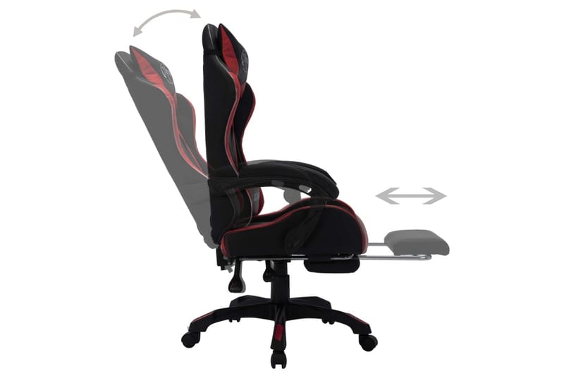 Gamingstol med RGB LED-lampor vinröd och svart konstläder - Flerfärgad - Kontorsstol & skrivbordsstol - Gamingstol