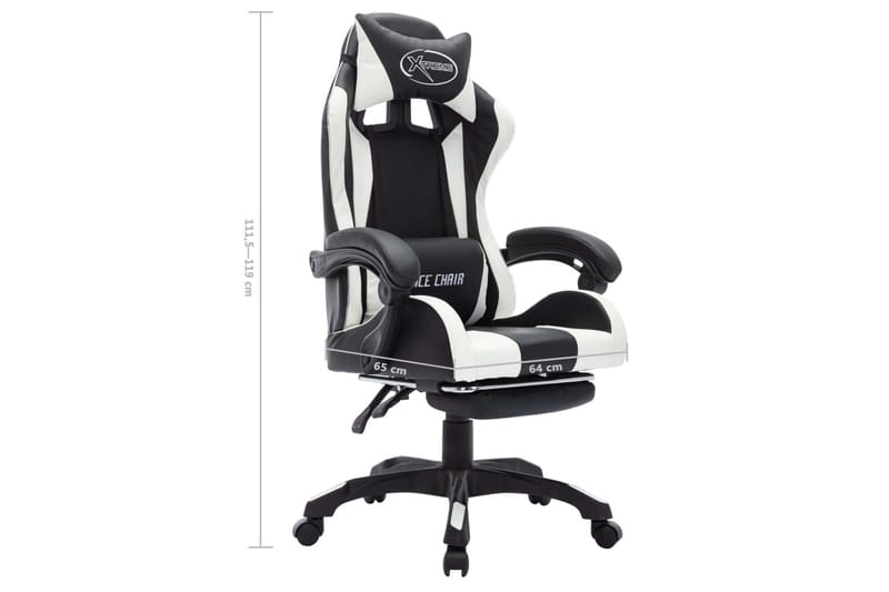 Gamingstol med RGB LED-lampor vit och svart konstläder - Flerfärgad - Möbler - Stolar & fåtöljer - Kontorsstol & skrivbordsstol