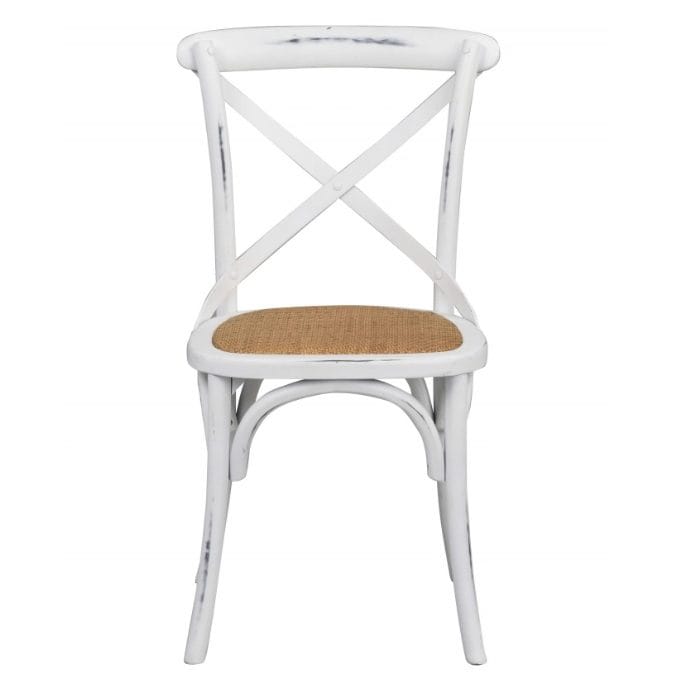 Gaston stol - Antik vit med rottingsits, Antik vit