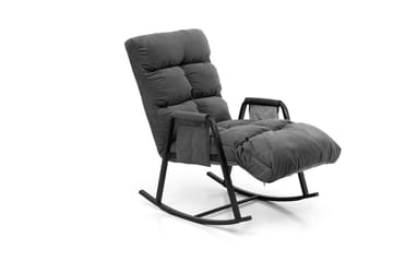 Gladfield Oval Gungfåtölj med Recliner i Sammet med Metallstativ - Grå - Möbler - Stolar & fåtöljer - Fåtölj