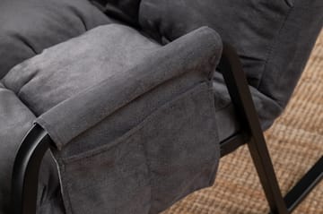 Gladfield Oval Gungfåtölj med Recliner i Sammet med Metallstativ - Grå - Möbler - Stolar & fåtöljer - Fåtölj