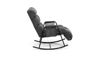 Gladfield Oval Gungfåtölj med Recliner i Sammet med Metallstativ - Grå - Möbler - Stolar & fåtöljer - Fåtölj