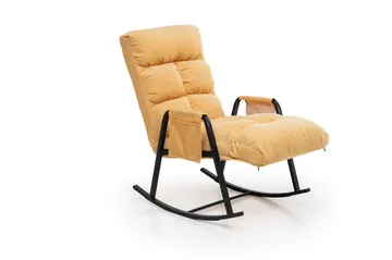 Gladfield Oval Gungfåtölj med Recliner i Sammet med Metallstativ - Gul - Möbler - Stolar & fåtöljer - Fåtölj