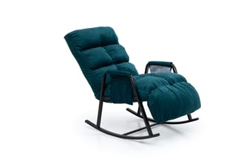 Gladfield Oval Gungfåtölj med Recliner i Sammet med Metallstativ - Petrolblå - Möbler - Stolar & fåtöljer - Fåtölj