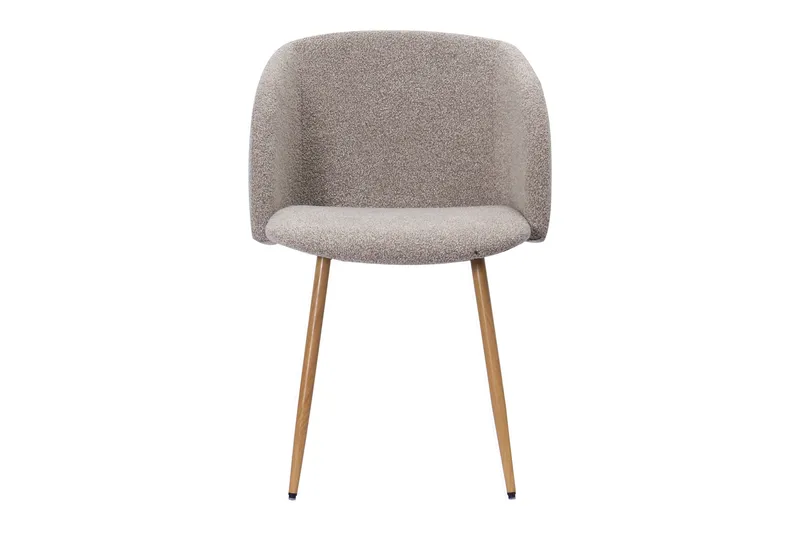 Greya Matstol med armstöd - Greige Bouclé / Metallben Ek - Möbler - Stolar & fåtöljer - Matstol & köksstol