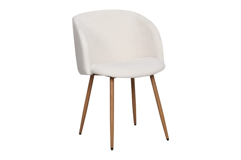 Greya Matstol med armstöd, Vit Bouclé / Metallben Brun