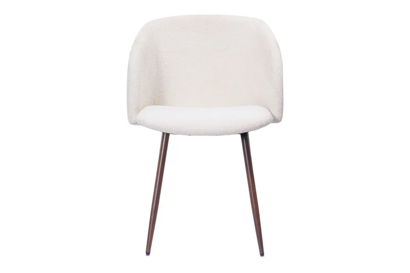 Greya Matstol med armstöd - Vit Bouclé / Metallben Valnöt - Möbler - Stolar & fåtöljer - Matstol & köksstol