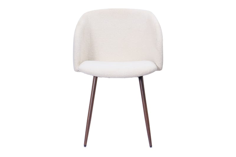 Greya Matstol med armstöd - Vit Bouclé / Metallben Valnöt - Möbler - Stolar & fåtöljer - Matstol & köksstol