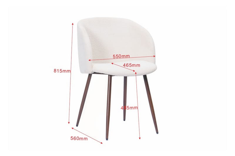 Greya Matstol med armstöd - Vit Bouclé / Metallben Valnöt - Möbler - Stolar & fåtöljer - Matstol & köksstol