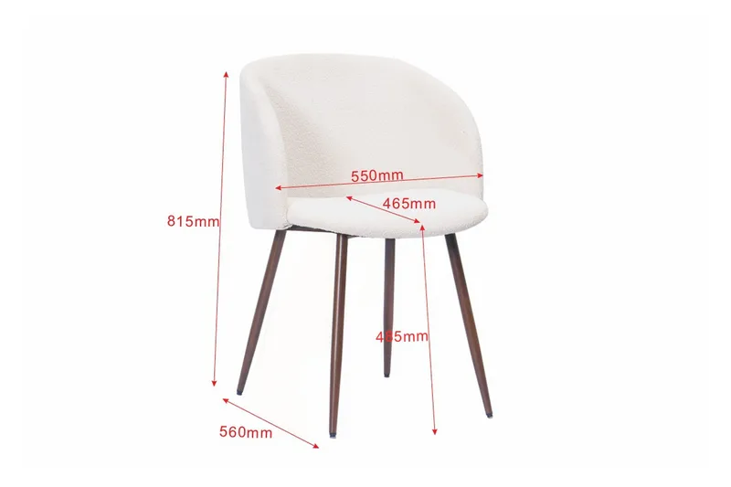 Greya Matstol med armstöd - Vit Bouclé / Metallben Valnöt - Möbler - Stolar & fåtöljer - Matstol & köksstol