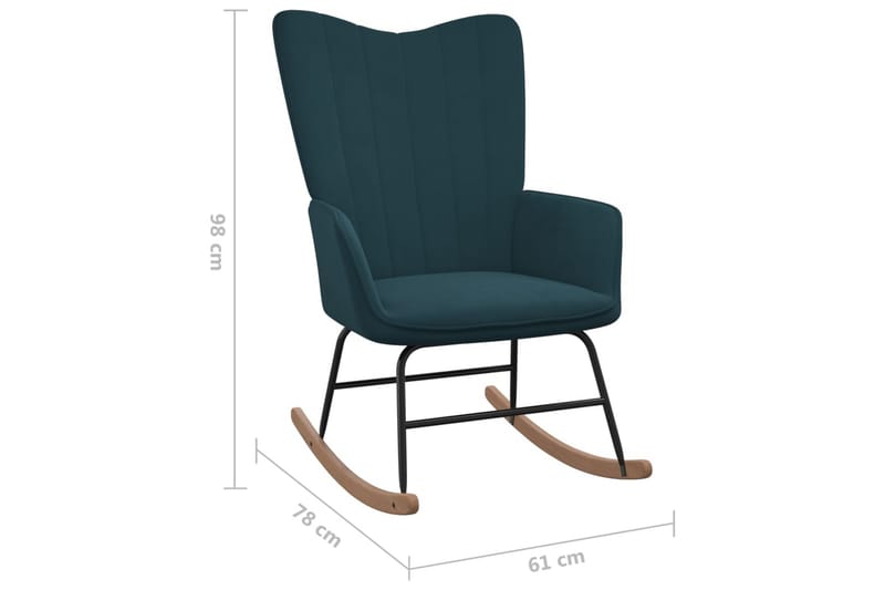 Gungstol med fotpall Blå sammet - Blå - Gungstol