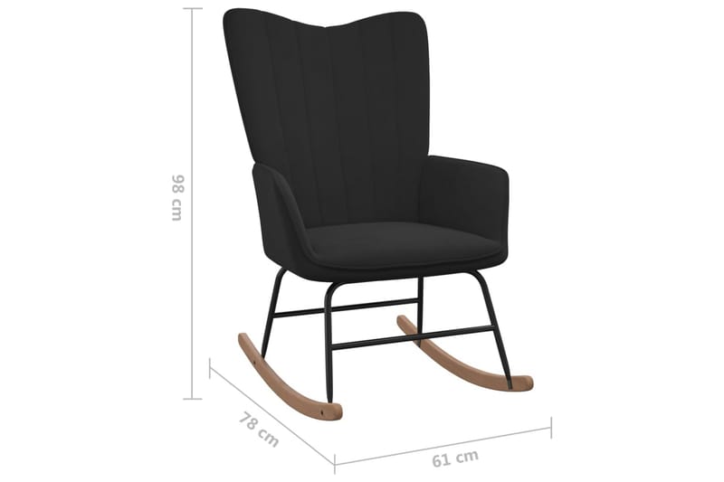 Gungstol med fotpall Svart sammet - Svart - Gungstol