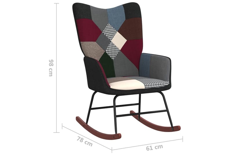 Gungstol med fotpall tyg lapptäcke - Flerfärgad - Gungstol