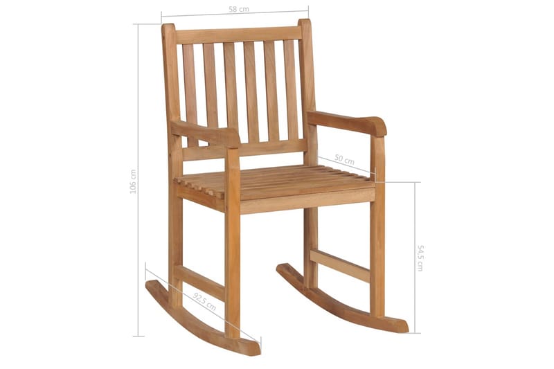 Gungstol med svart dyna massiv teak - Svart - Möbler - Stolar & fåtöljer - Gungstol