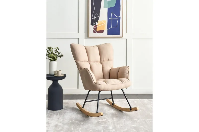 Gungstol Oulu - Beige, svart, ljust trä - Möbler - Stolar & fåtöljer - Fåtölj