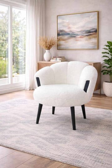 Hafing Modern Rund Fåtölj i Bouclé med Metallben - Offwhite - Möbler - Stolar & fåtöljer - Fåtölj