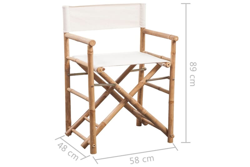 Hopfällbar regissörsstol 2 st bambu med kanvas - Brun - Stolar & fåtöljer