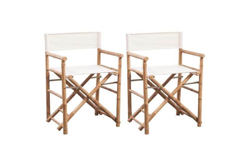 Hopfällbar regissörsstol 2 st bambu med kanvas - Brun - Stolar & fåtöljer