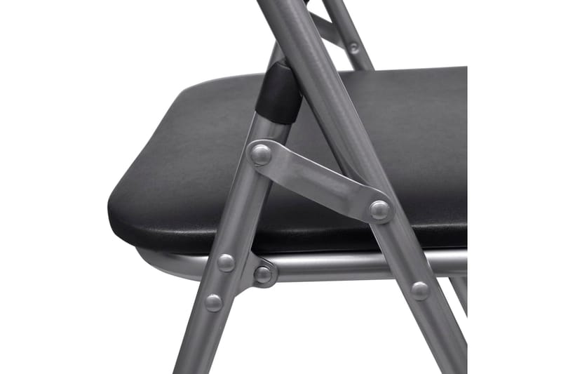Hopfällbara matstolar 6 st svart konstläder och stål - Svart - Klappstol & stapelbara stolar