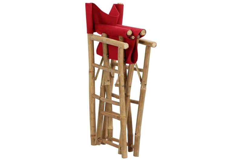 Hopfällbara regissörsstolar 2 st röd bambu och tyg - Röd - Stolar & fåtöljer