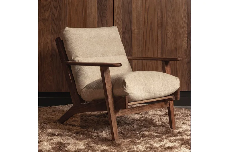 Houston Fåtölj i Bouclé med Armstöd - Sandbeige - Möbler - Stolar & fåtöljer - Fåtölj