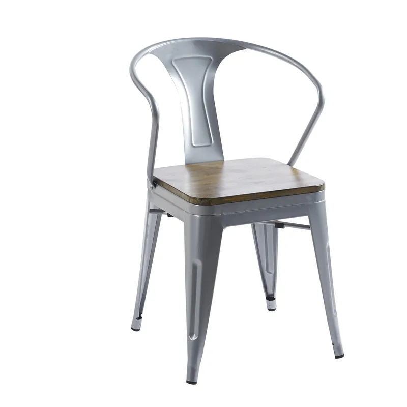 Iris karmstol i metall med träsits, undefined