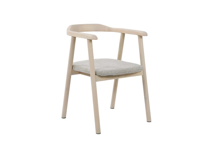 Jolie Matstol i trä med tygsits, Vitlaserad/Beige