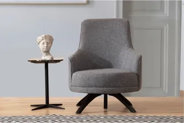 Kapri Modern Rund Svängbar Fåtölj i Tyg - Grå - Möbler - Stolar & fåtöljer - Fåtölj