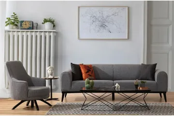Kapri Modern Rund Svängbar Fåtölj i Tyg - Grå - Möbler - Stolar & fåtöljer - Fåtölj