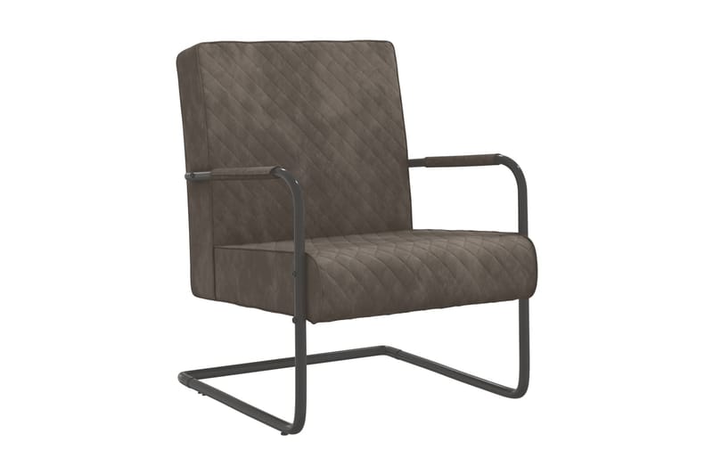 Fribärande stol ljusgrå sammet - Grå - Sminkstol - Matstol & köksstol - Karmstol