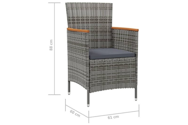 Matstolar för trädgård 2 st konstrotting grå - Grå - Matstol & köksstol - Sminkstol - Karmstol