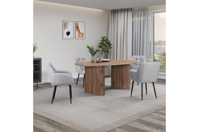 Karmstolar (med armstöd) Loft24 Bostony Karmstol Grå - Möbler - Stolar & fåtöljer - Matstol & köksstol