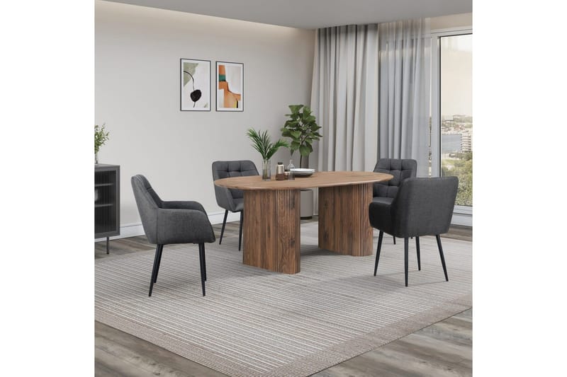 Karmstolar (med armstöd) Loft24 Bostony Karmstol Mörkgrå - Möbler - Stolar & fåtöljer - Matstol & köksstol