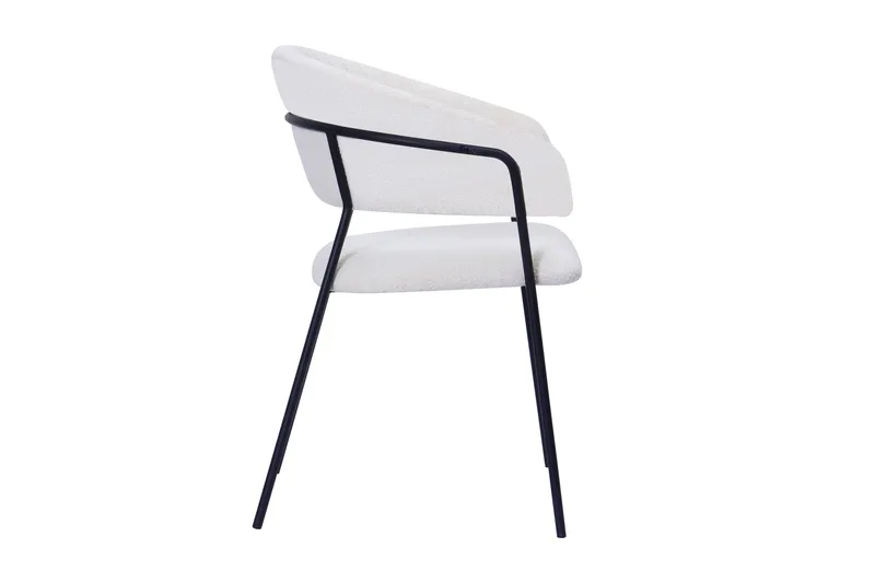 Karol Matstol med armstöd - Vit Bouclé / Metallben Svart - Möbler - Stolar & fåtöljer - Matstol & köksstol