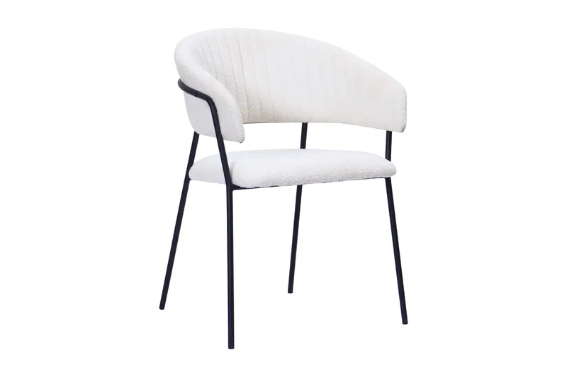 Karol Matstol med armstöd - Vit Bouclé / Metallben Svart - Möbler - Stolar & fåtöljer - Matstol & köksstol