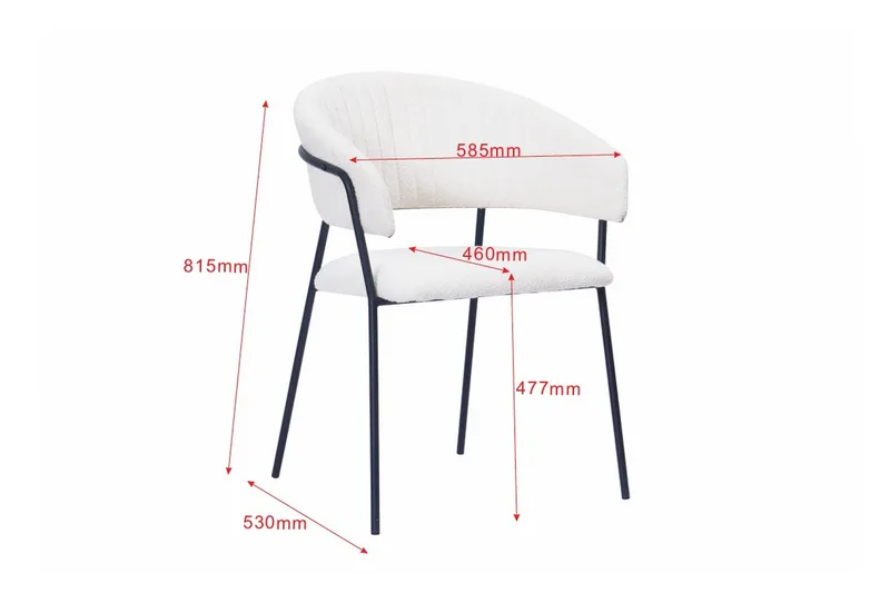 Karol Matstol med armstöd - Vit Bouclé / Metallben Svart - Möbler - Stolar & fåtöljer - Matstol & köksstol